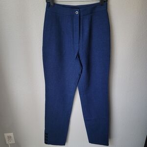 Faye Bentahar Metalic Thread Tapered Trousers Size Small* Color Blue Metalic